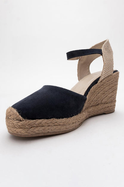 Sinta - Navy Suede Leather Platform Espadrille (Women)