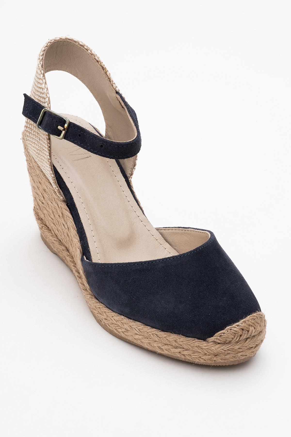 Sinta - Navy Suede Leather Platform Espadrille (Women)