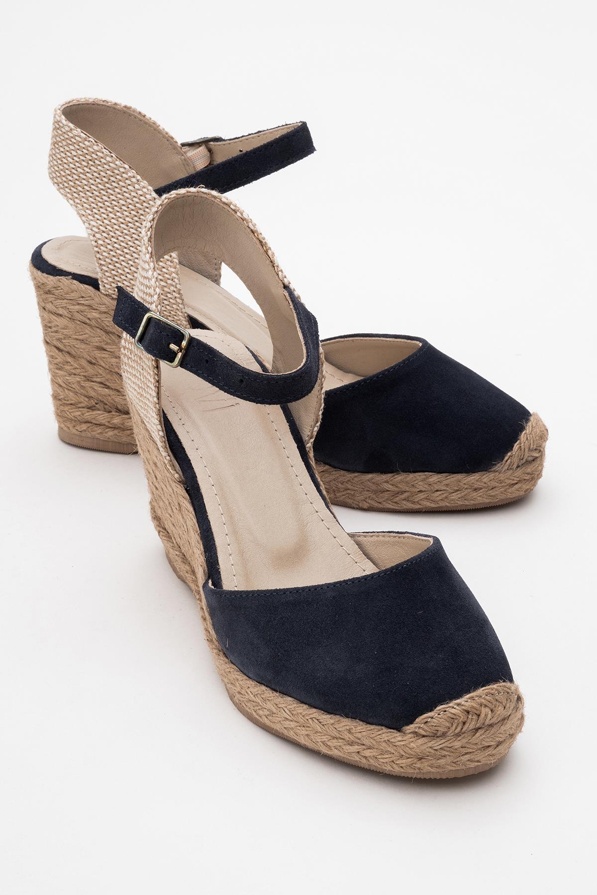 Sinta - Navy Suede Leather Platform Espadrille (Women)