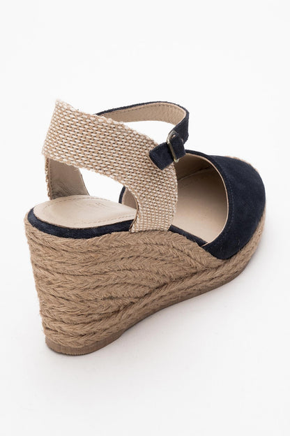 Sinta - Navy Suede Leather Platform Espadrille (Women)