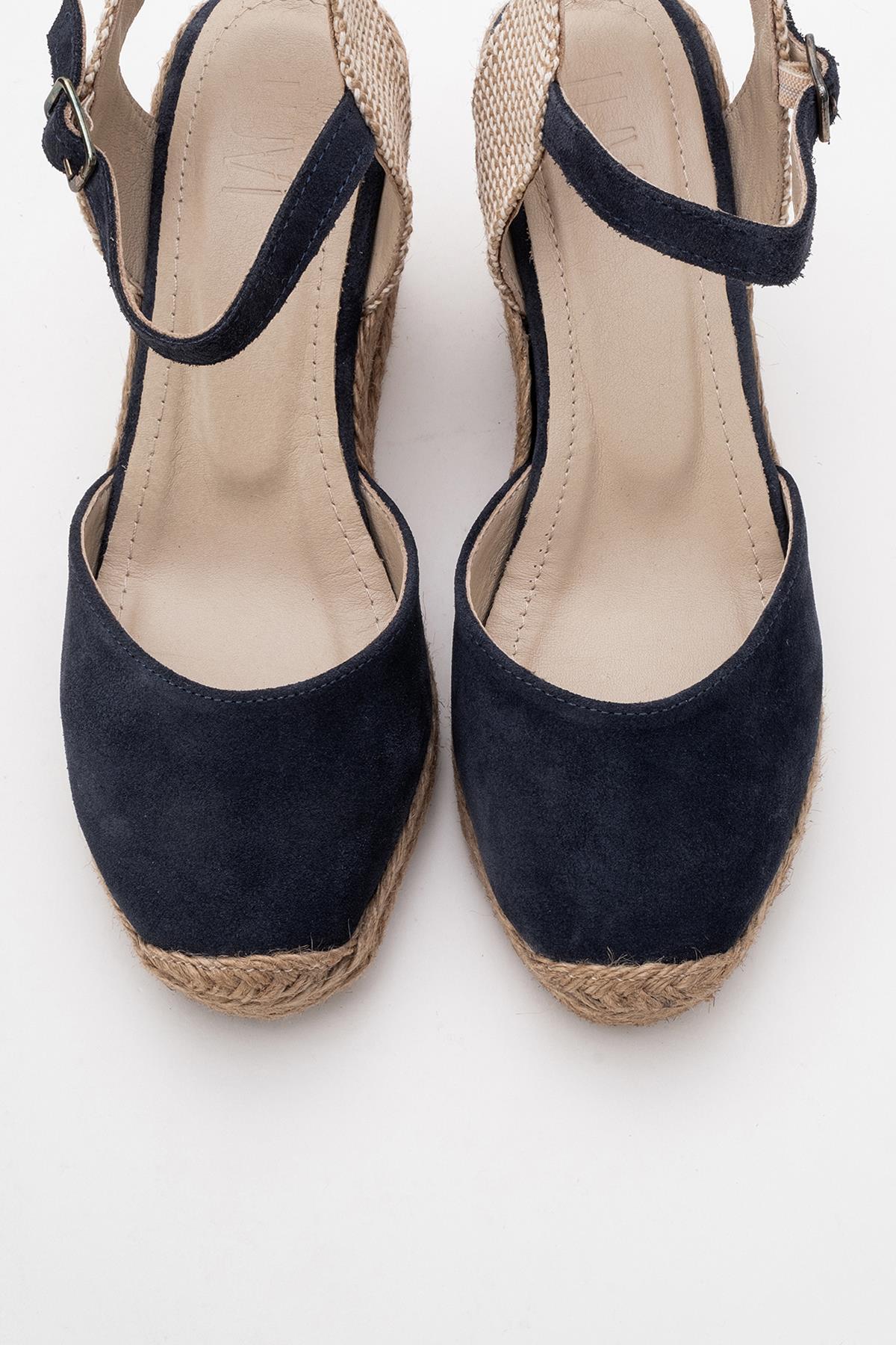 Sinta - Navy Suede Leather Platform Espadrille (Women)