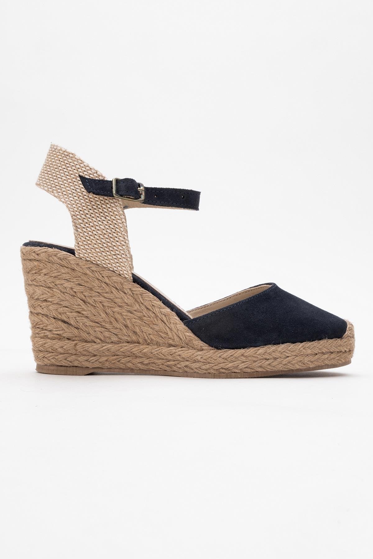 Sinta - Navy Suede Leather Platform Espadrille (Women)