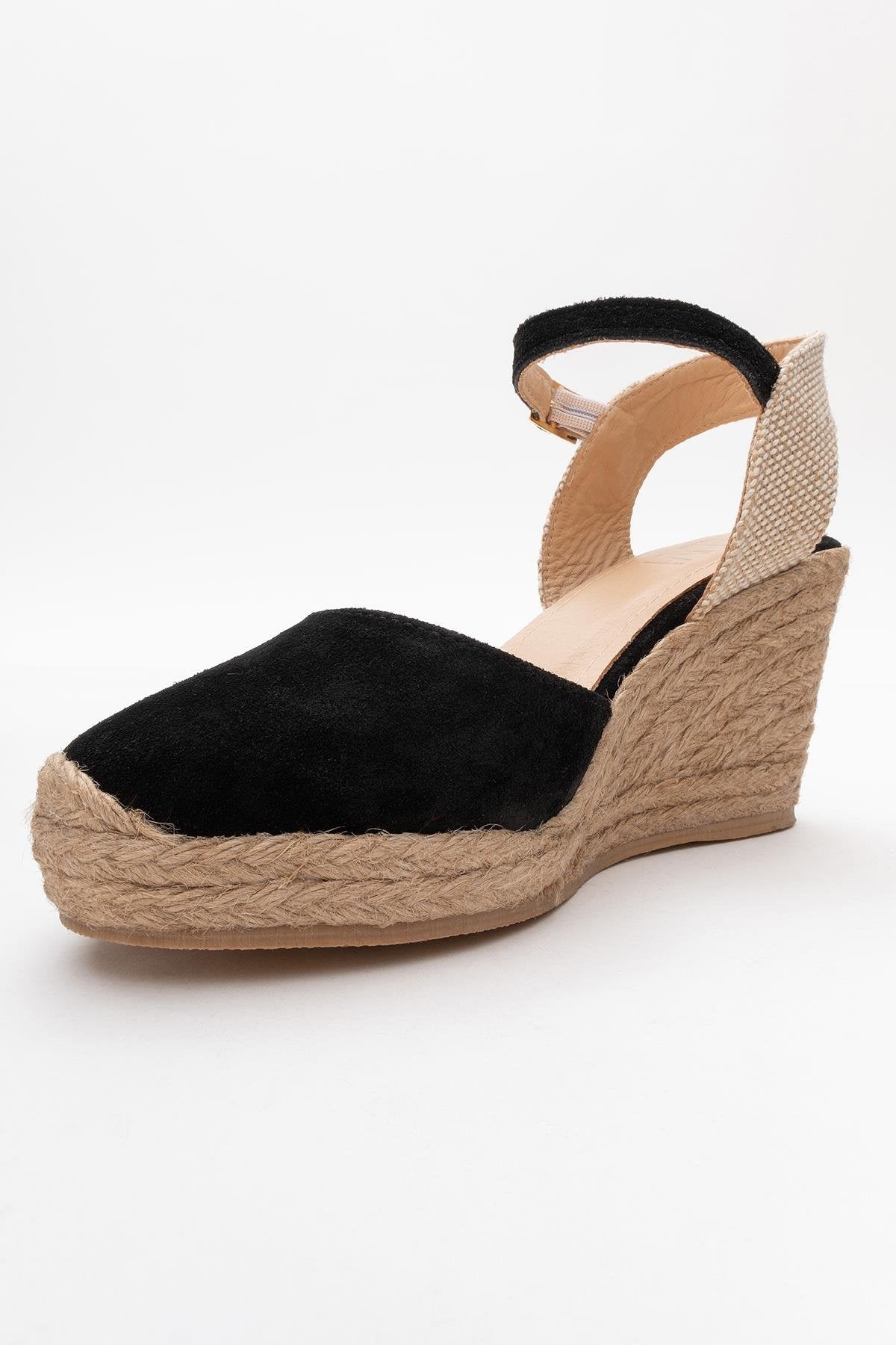 Sinta - Black Suede Leather Platform Espadrille (Women)