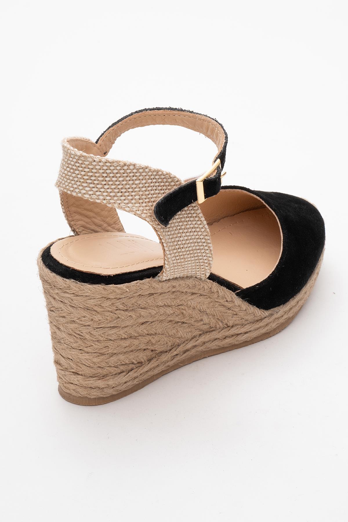 Sinta - Black Suede Leather Platform Espadrille (Women)