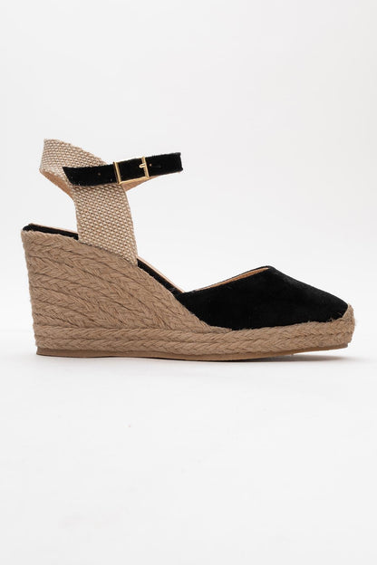 Sinta - Black Suede Leather Platform Espadrille (Women)