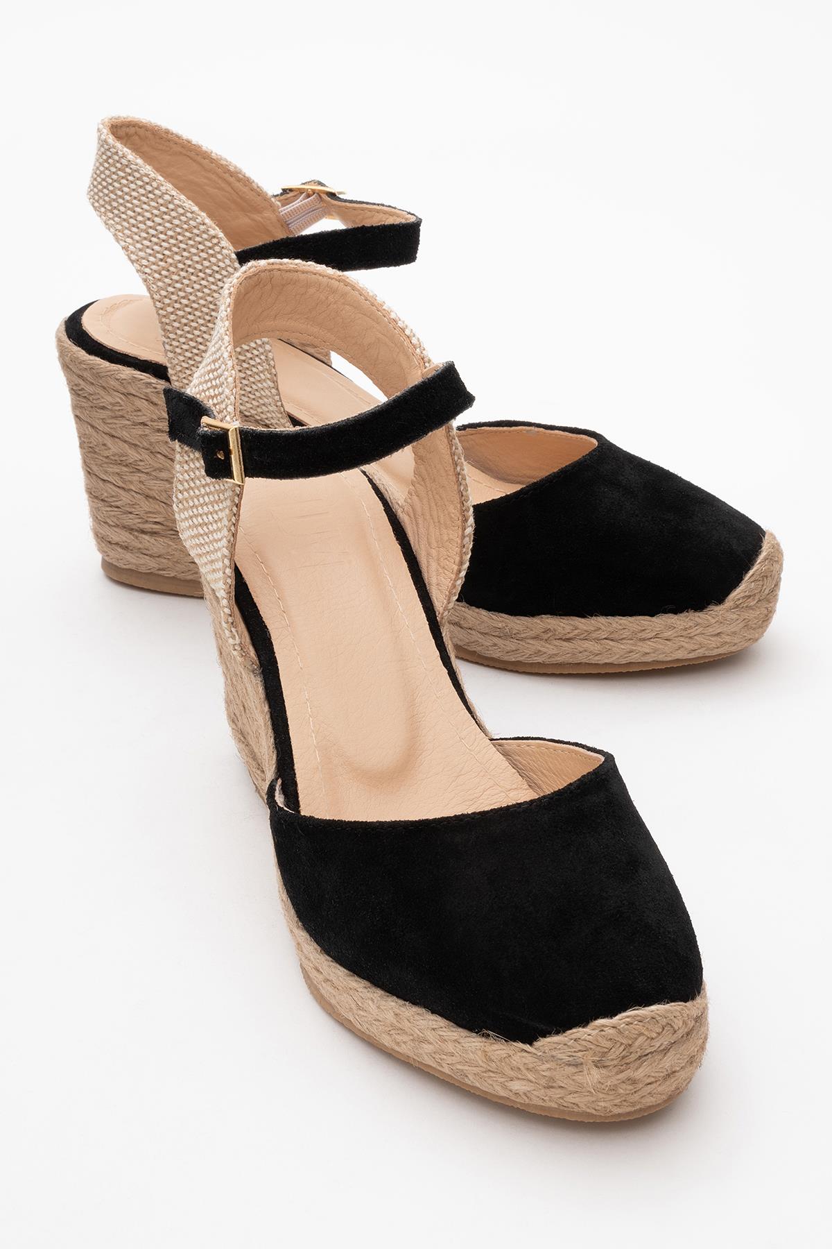 Sinta - Black Suede Leather Platform Espadrille (Women)