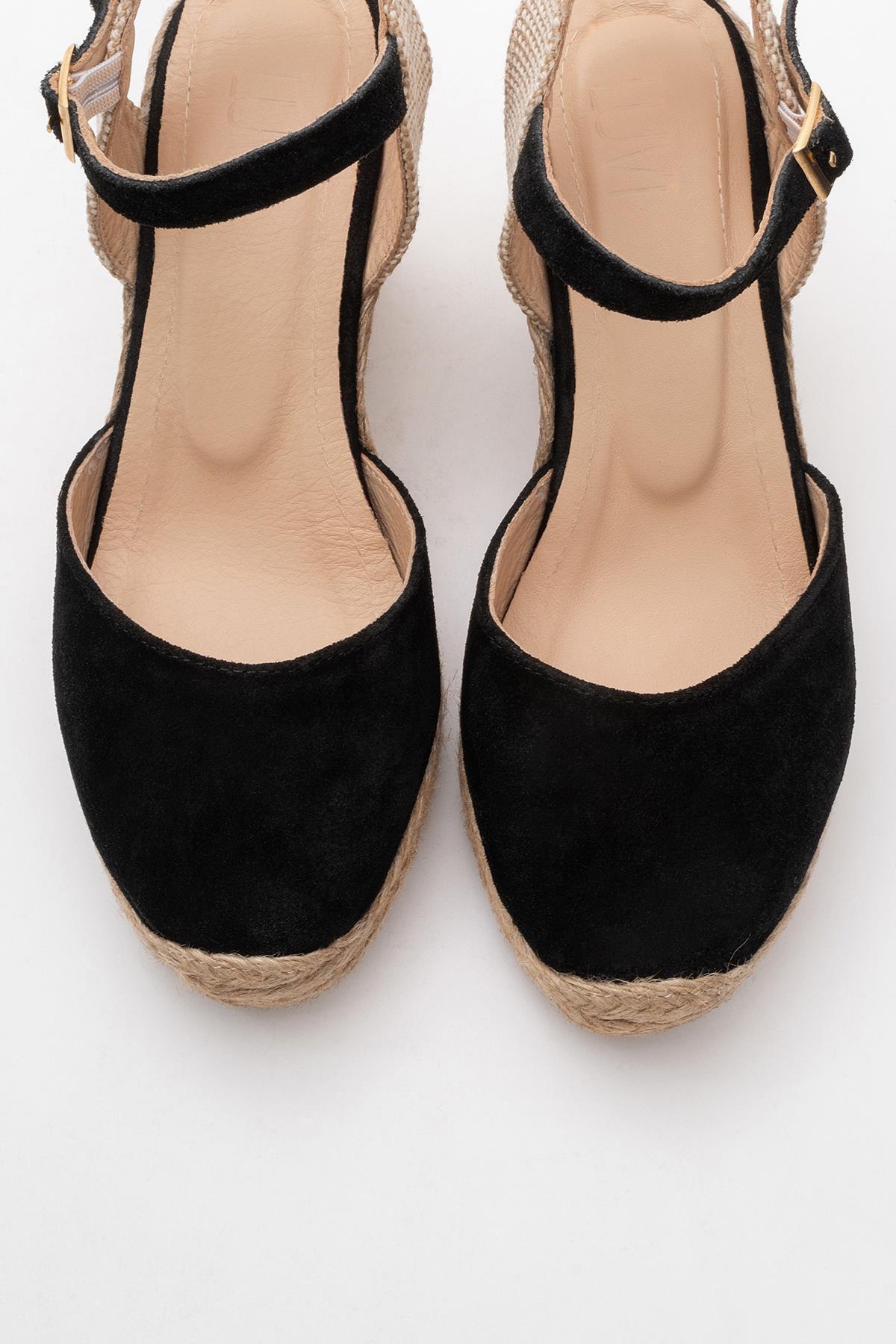 Sinta - Black Suede Leather Platform Espadrille (Women)