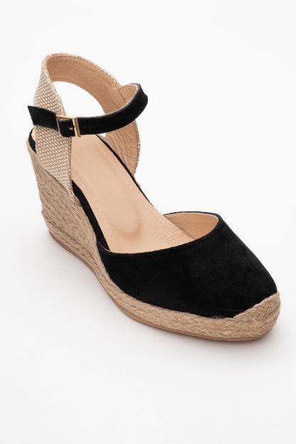 Sinta - Black Suede Leather Platform Espadrille (Women)