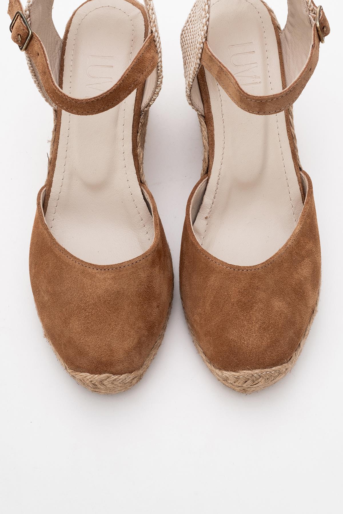 Sinta - Cognac Brown Suede Leather Platform Espadrille (Women)