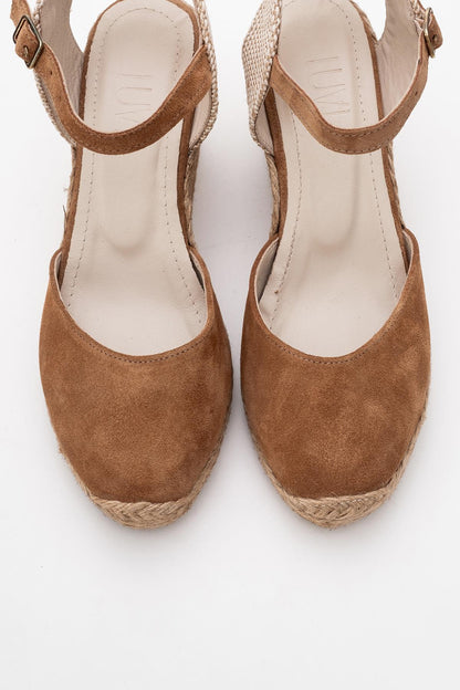 Sinta - Cognac Brown Suede Leather Platform Espadrille (Women)