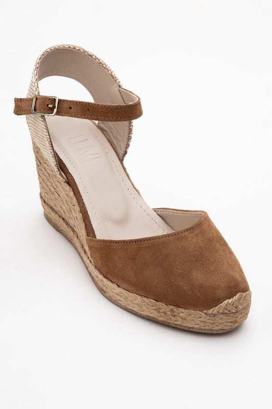 Sinta - Cognac Brown Suede Leather Platform Espadrille (Women)